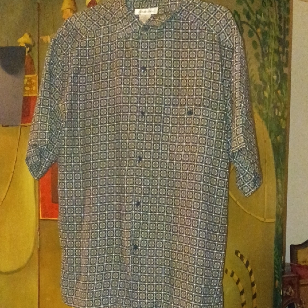 Last Chance Claiborne Men's Geometric Black/Brown Dress Shirt